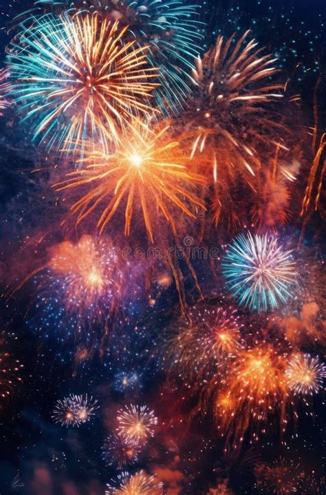 Fireworks In The Night Sky Stock Illustration Illustration Of