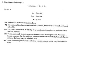 Solved 1 Consider The Following Lp Maximize Z 2x1 3x2