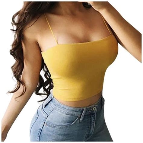 Mode Femmes Chemisier Couleur Unie Dame Sexy Sans Manches Camisole