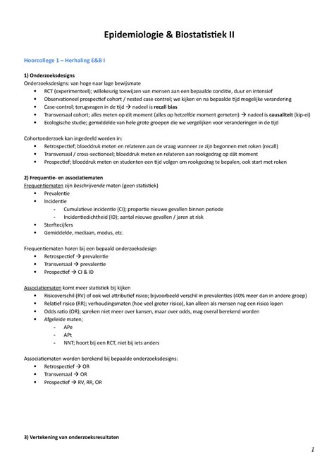 Epidemiologie Biostatistiek II HC1 Epidemiologie Biostatistiek II