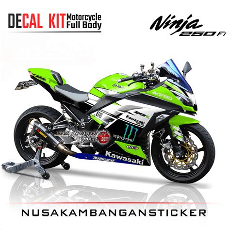 Decal Stiker Kawasaki Ninja Fi Zx R Putih Hijau Sticker Full Body