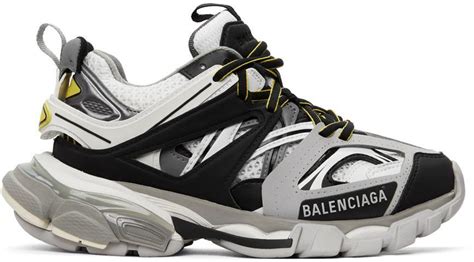 Balenciaga Grey Yellow Track Sneakers In Black Lyst