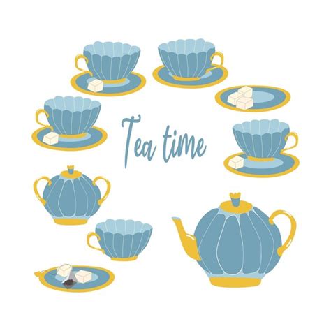 Premium Vector Tea Set In Nautical Style For English Tea Party