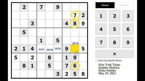 New York Times Sudoku Medium May Youtube