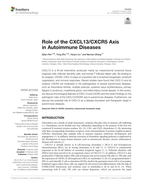 Pdf Role Of The Cxcl Cxcr Axis In Autoimmune Diseases