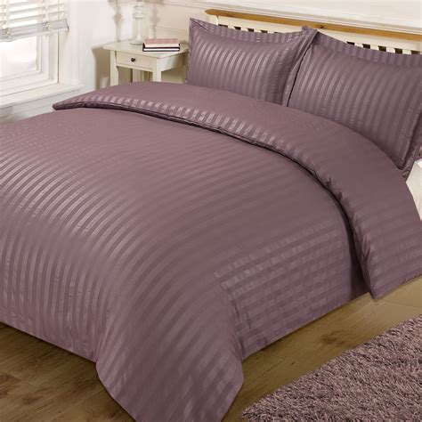 Brentfords Satin Stripe Quilt Duvet Cover With Pillowcase Set Single Double King Ebay