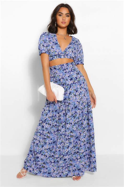 Floral Crop Top And Maxi Skirt Co Ord Set Boohoo Au