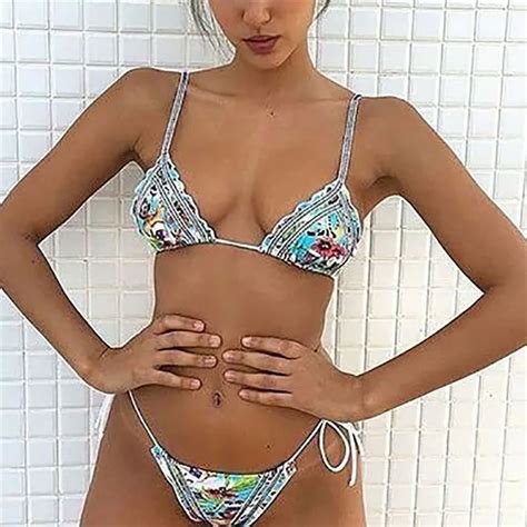 Premium Print Bikinis Sets Female 2017 Backless Women Push Up Split