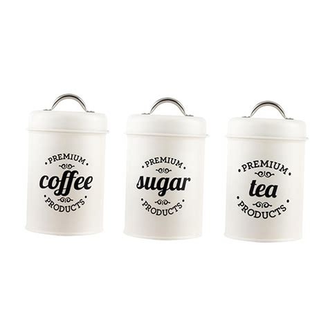 Set Of 3 Pcsset Kitchen Canister Set With Lids Sugar Tins White