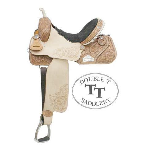 Double T Western Barrel Saddle Floral Leather Embossed Suede Seat Fqhb