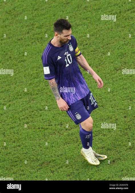 Doha Qatar Th Nov Lionel Messi Of Argentina Reacts After His