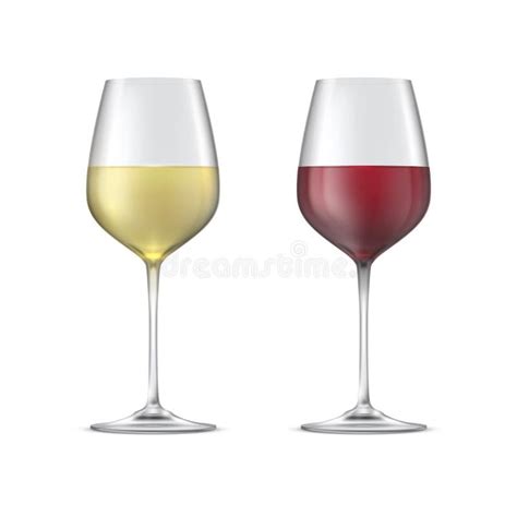 Red And White Wine In Glass Goblets Isolated On White Background Stock