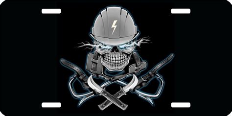 Lineman Linemen Skull Journeyman Electrician Helmet License Plate Car