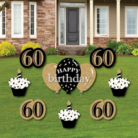 Big Dot Of Happiness Adult 60th Birthday Gold Lawn Decor Happy