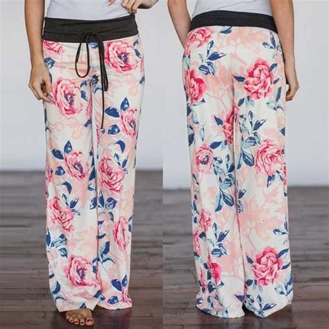 Pantalon De D Tente Jambe Large Palazzo Imprim Floral Confortable