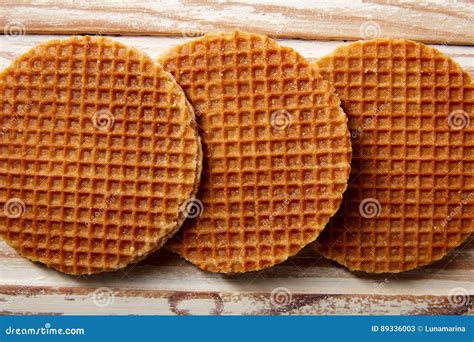 Golden Waffle Wafer Biscuits In A Row Stock Image Image Of Bread