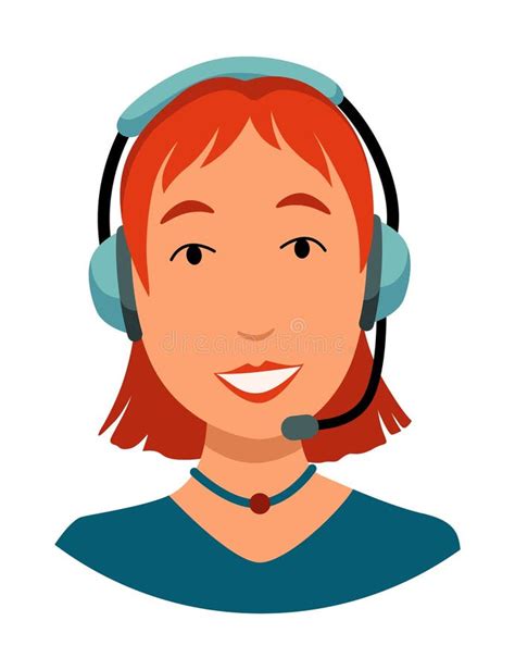 Call Center Operator Avatar With Headphone Online Support Service Assistant Female Customer