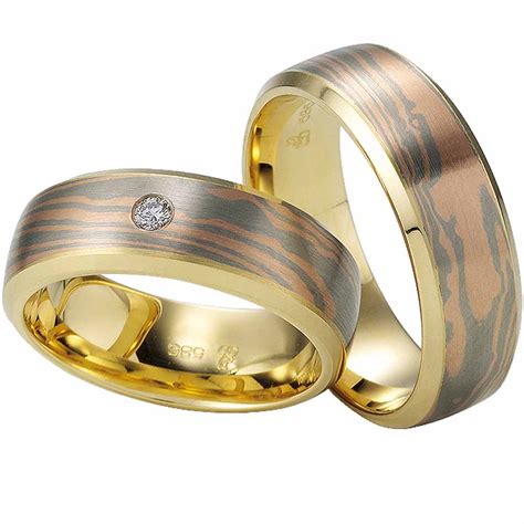 Mokume Gane Trauringe Gelbgold Rotgold Und Wei Gold Ringladen De