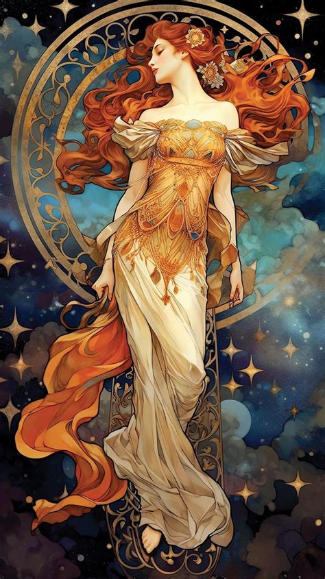 Spirit Of Night Beautiful Woman Stars Vintage Th Century Art Decor