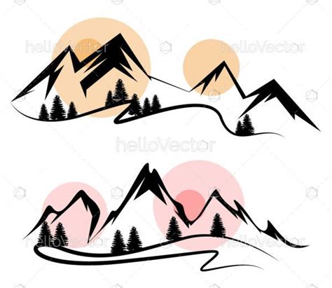 Abstract landscape nature mountain view silhouette - Download Graphics ...