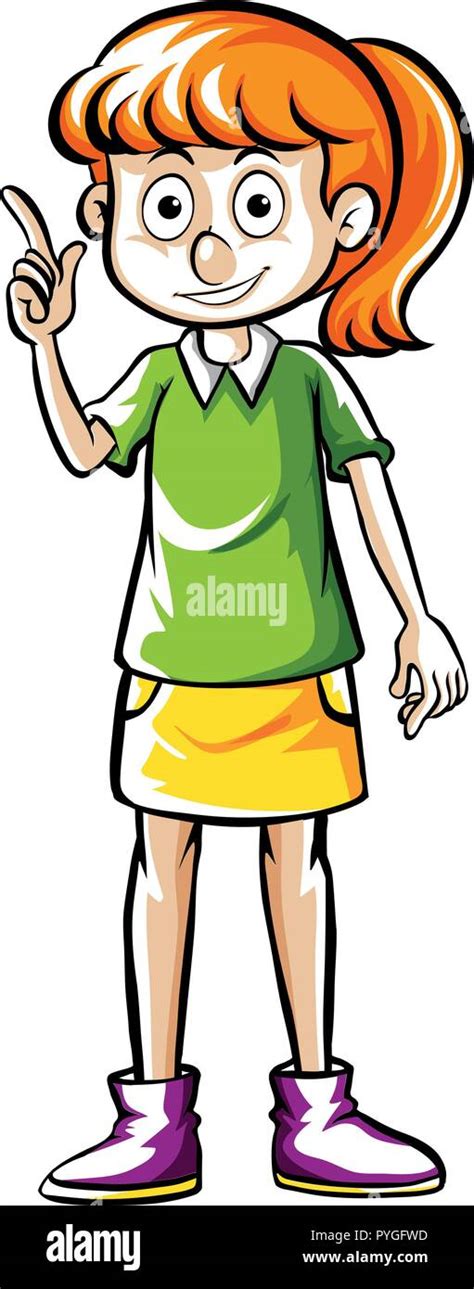 Girl Pointing Finger Up Illustration Stock Vector Image And Art Alamy