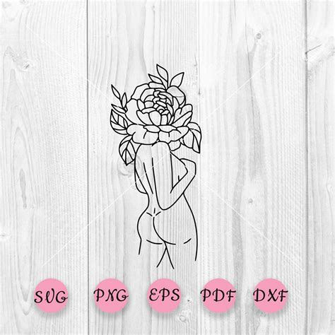 Woman Body Svg Dxf Female Eps Floral Svg Woman With Flower Head Svg