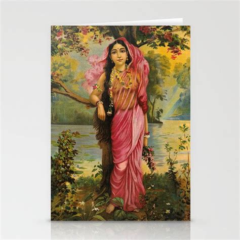 Goddess Of Spring Vasantika By Raja Ravi Varma Stationery Cards By