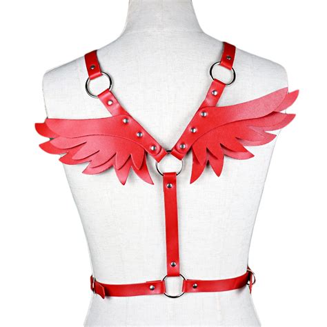 Sexy Goth Leather Harness Angel Wing Bust Bdsm Harajuku Lingerie Women S Waist Belt Garter