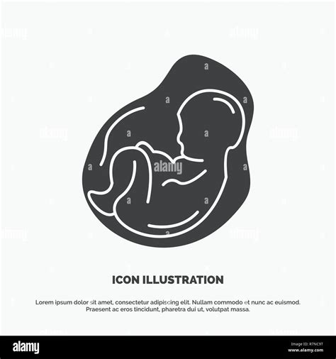 Baby Pregnancy Pregnant Obstetrics Fetus Icon Glyph Vector Gray