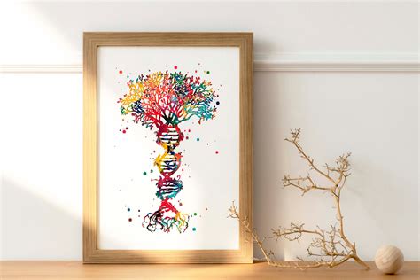 DNA Tree of Life Watercolor Art Medical Symbol Art DNA Double - Etsy