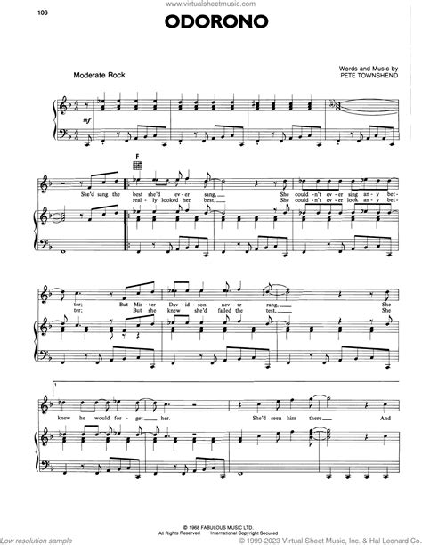 Odorono Sheet Music For Voice Piano Or Guitar Pdf