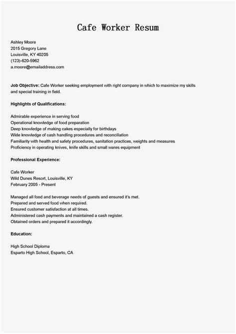 Resume Samples: Cafe Worker Resume Sample