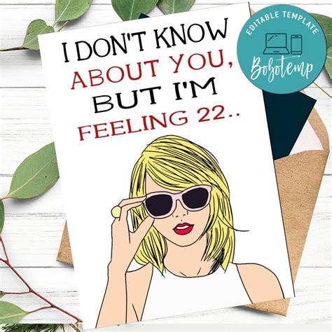 Taylor Swift Im Feeling 22 Birthday Card DIY | Createpartylabels