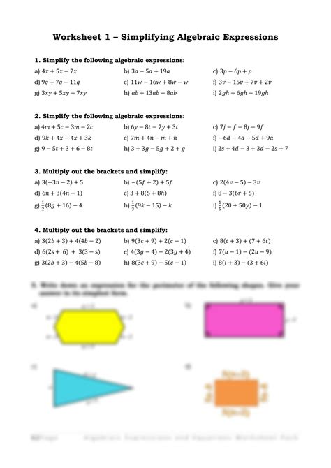 Solution Algebraic Expressions And Equations Worksheets Pack