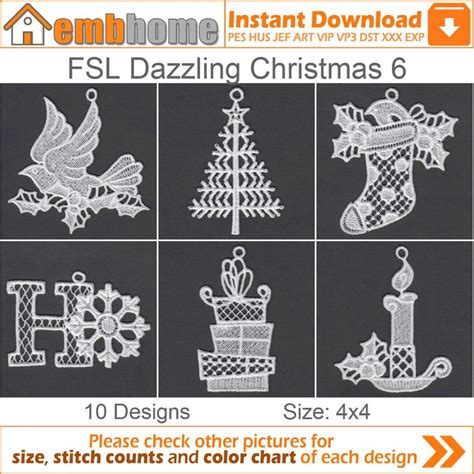 Fsl Dazzling Christmas Free Standing Lace Ornament Machine Etsy