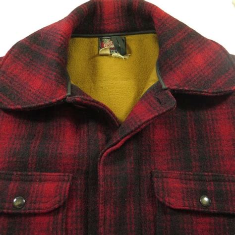 Vintage S Woolrich Mackinaw Hunting Jacket Coat Shadow Plaid Wool