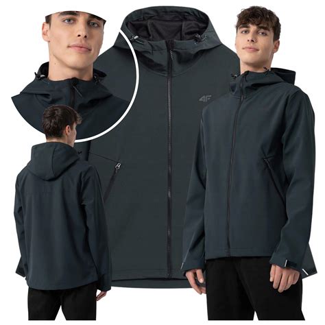 kurtka przejściowa męska z kapturem softshell 4f jesienna wiatrówka r