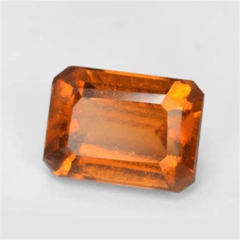 Carat Orange Hessonite Garnet Gemstone Emerald Cut Loose