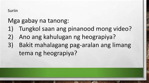 Katuturan At Limang Tema Ng Heograpiya Ap Ppt