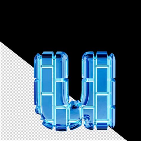 Symbole 3d Fait De Briques Verticales De Glace Bleue Lettre U PSD Premium