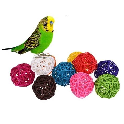 Pcs Colorful Rattan Balls Parrot Toys Bird Interactive Bite Chew