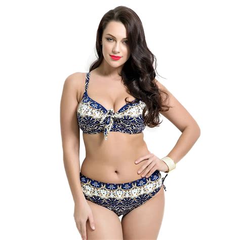 Sexy Brazilian Plus Size Floral Bikini Set Women Swimsuit Push Up