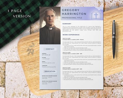 Pastor Resume Template For Canva Church Resume Religion Cv Chaplain