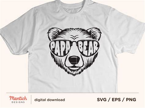 Papa Bear Svg Papa Bear Sunglasses Svg Matching Shirt Svg Etsy