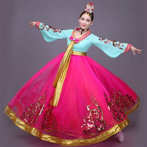 Royal Blue Fuchsia New Year Korean Traditional Female Palace Korean