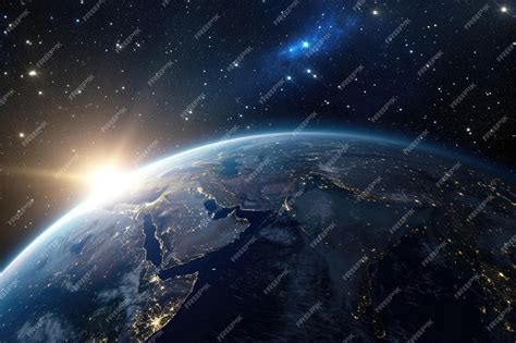 Stunning 3D Render Of Planet Earth Shining In The Night Sky | Premium ...