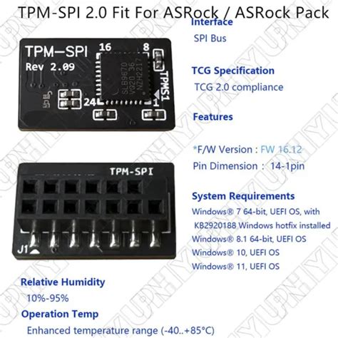 Tpm Module Security Module Board For Asrock Pack Spi Motherboard