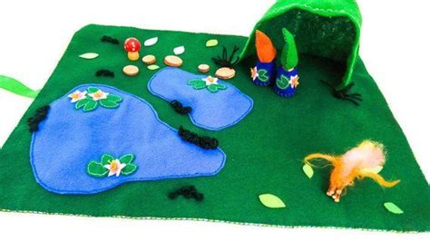 Felt Play Mat Set Swamp Gnomes Waldorf Handmade Playscape Small