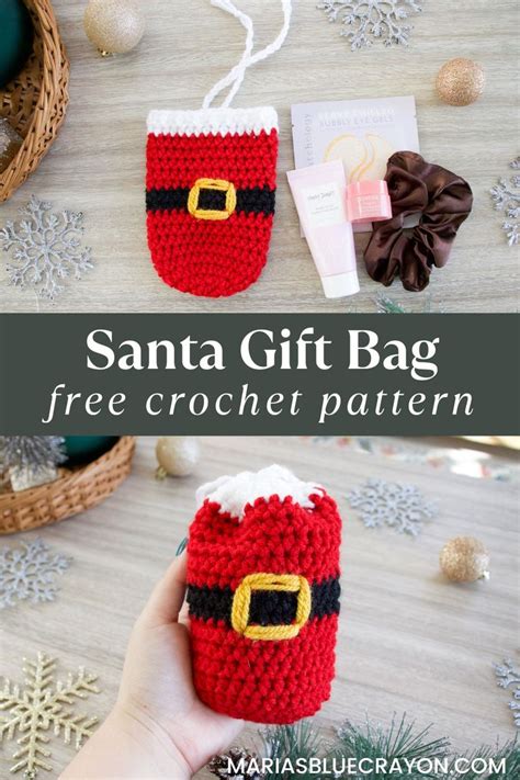 Free Crochet Santa Gift Bag Pattern Crochet Christmas Gifts