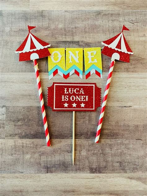 Circus Theme Cake Topper Carnival Party One Cake Topper Circus Tent Etsy Circus Theme